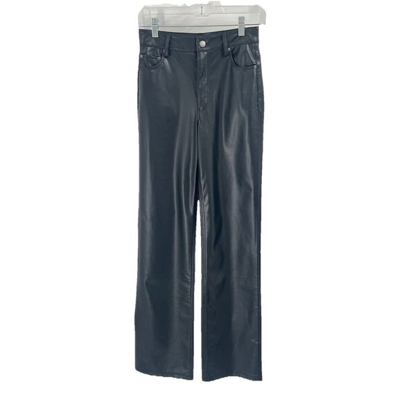 Zara Black Faux Leather 90s Wide Leg Pants Sz 2 NWT - Picture 1 of 8